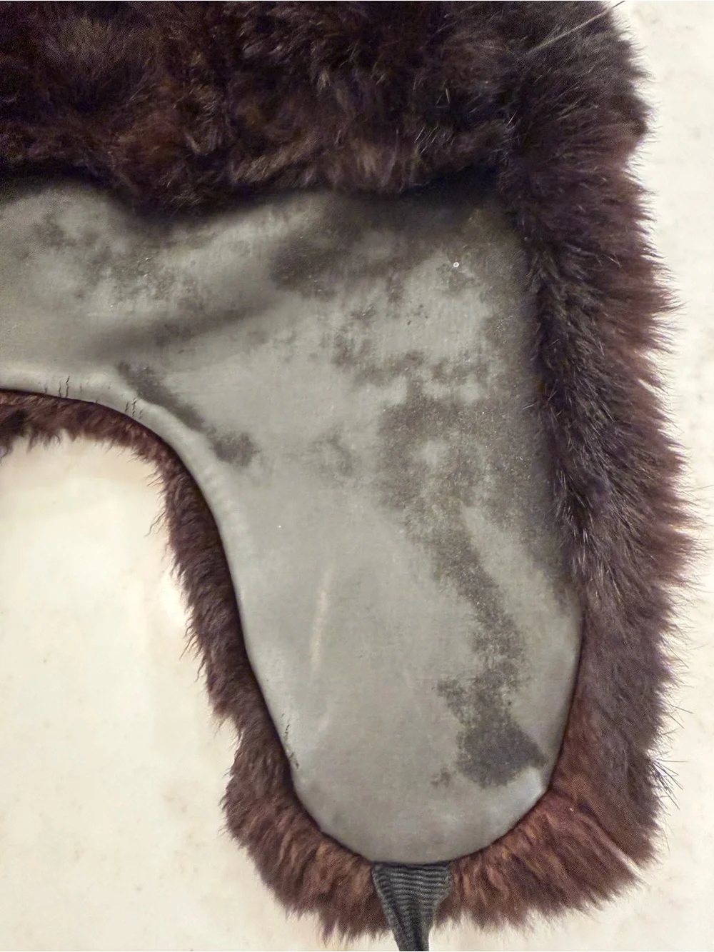 Vintage Dyed Rabbit Fur Trapper Hat in Dark Brown Made in France